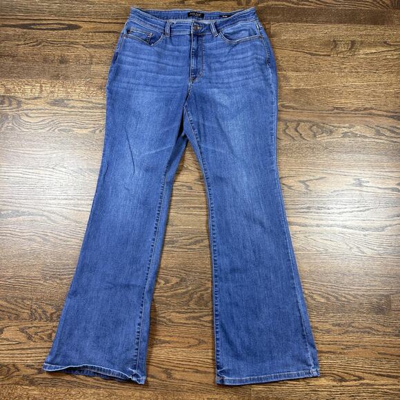 Judy Blue Jeans Womens 14W Plus Flare Medium Wash Five Pocket Zip Fly Denim - Picture 1 of 10